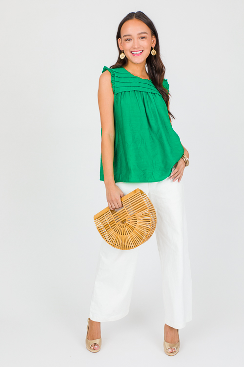 Pleated Chest Tank, Kelly Green
