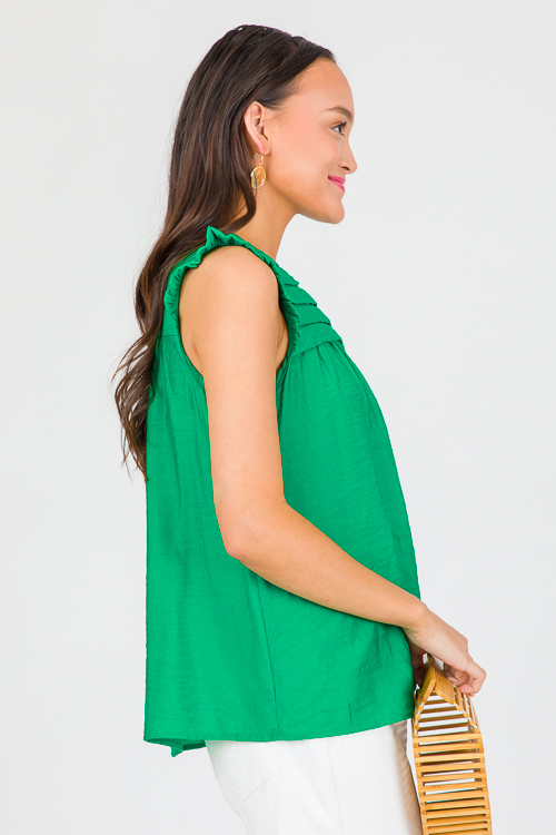 Pleated Chest Tank, Kelly Green