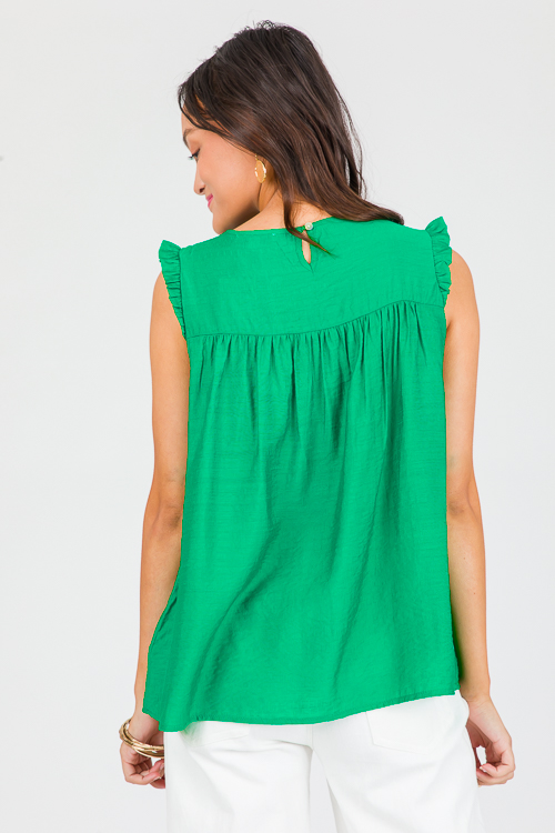 Pleated Chest Tank, Kelly Green