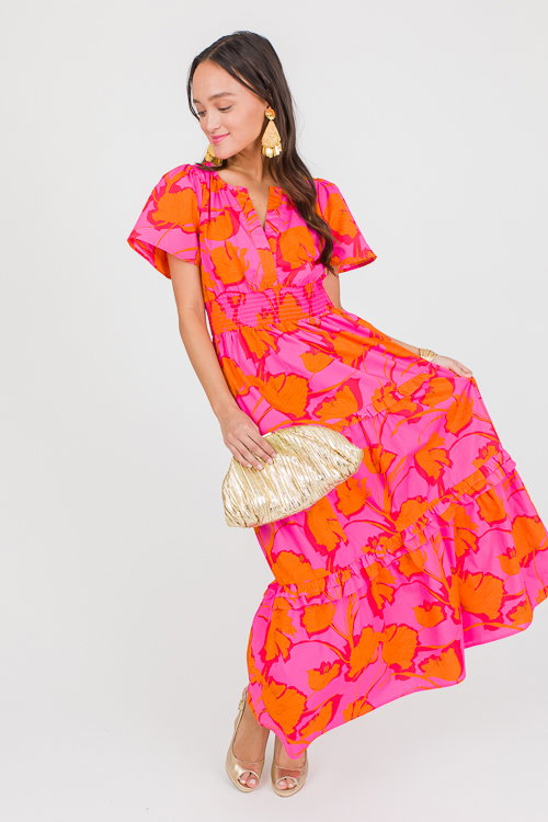 chinese dress ladies Melina Orange & Pink Floral Maxi Dress main image 1