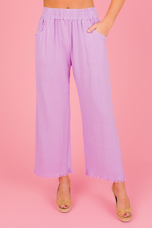 Cropped Linen Pant, Lavender