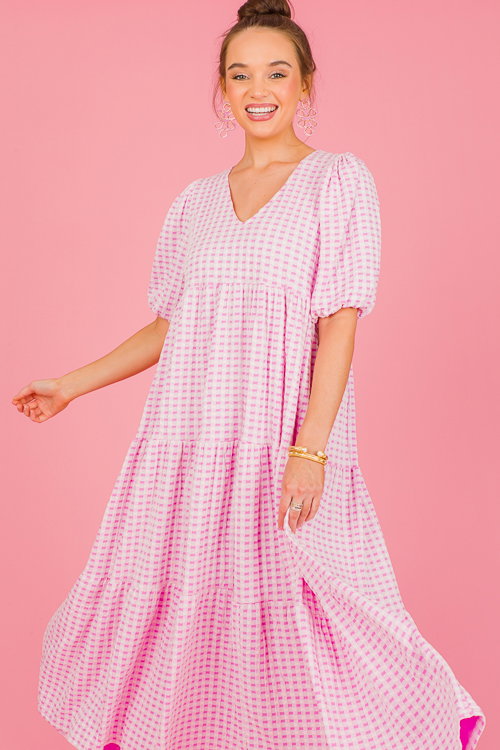 Karlie Check Maxi, Lilac - Dresses - The Blue Door Boutique