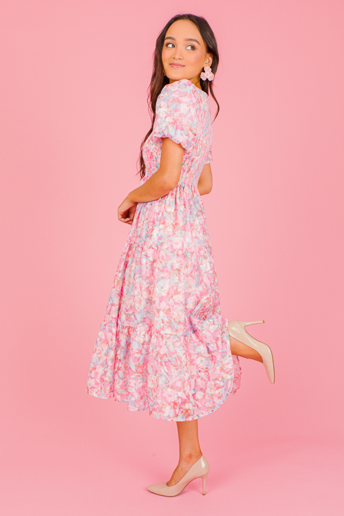 Tea For Two Floral Midi, Pink New Arrivals The Blue Door Boutique