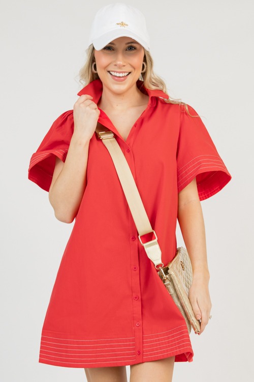 Corley Shirt Dress, Tomato Red