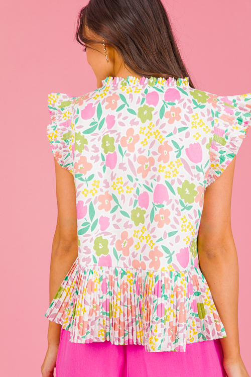 Pleats Please Floral Top, Pink