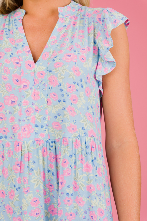 Carter Floral Dress, Blue Pink