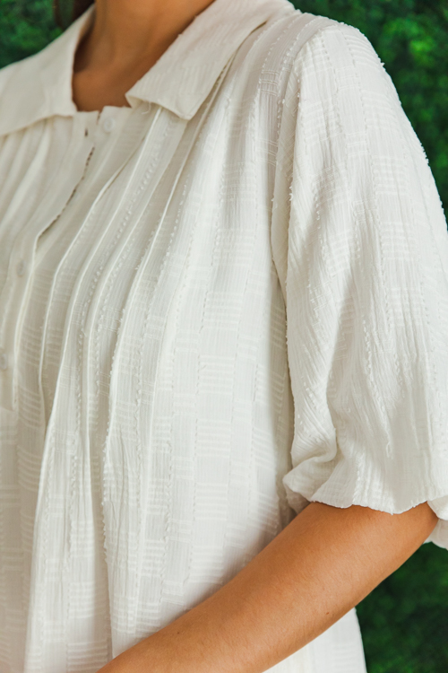 Pintuck Textured Dress, Off White