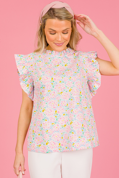 Molly Floral Top, Pink