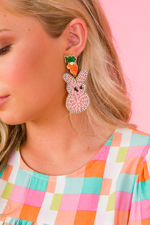 Easter Bunny Bead Earring, Pink