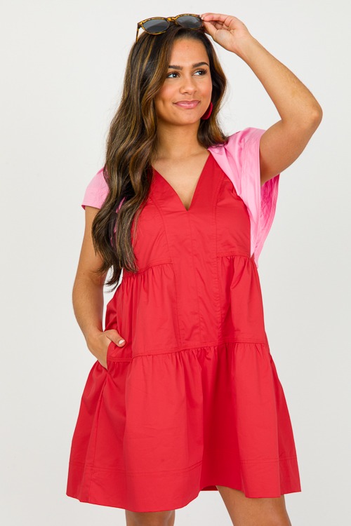 Colorblock Poplin Dress, Red/Pi - 0319-2.jpg