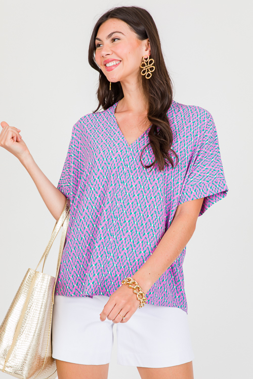Printed Boxy Blouse, Orchid