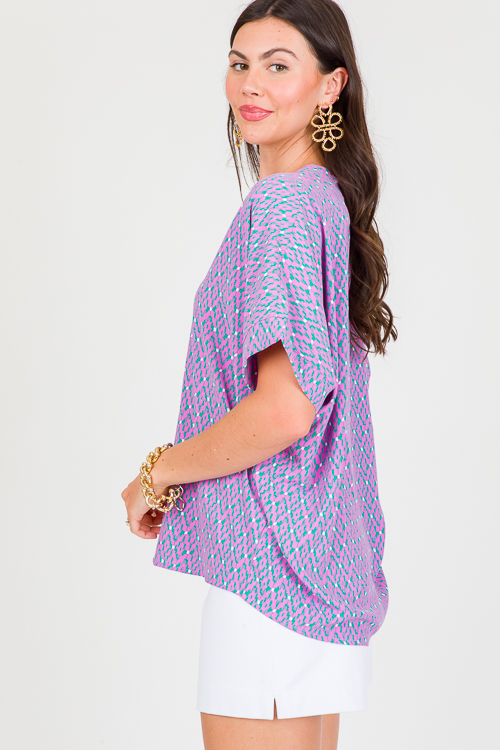 Printed Boxy Blouse, Orchid