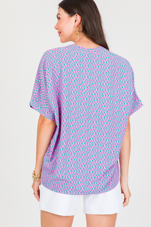 Printed Boxy Blouse, Orchid