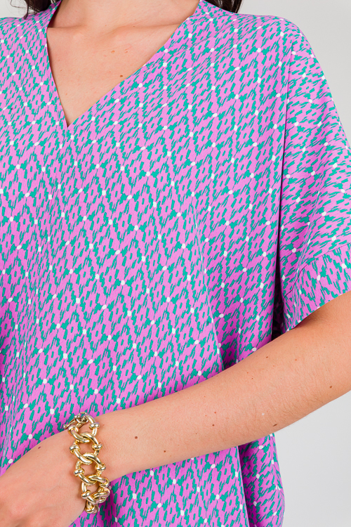 Printed Boxy Blouse, Orchid