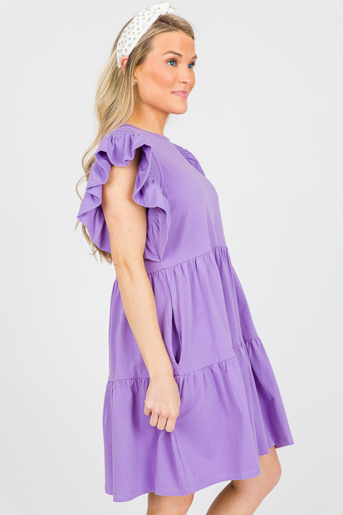 Flutter Sleeve Knit Dress, Purple