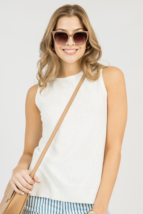 Heather Knit Tank, Ivory