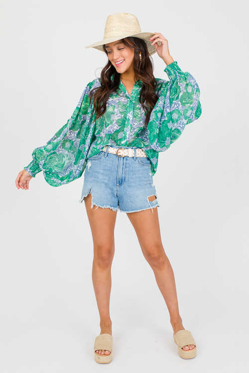 Buttoned Floral Blouse, Kelly G