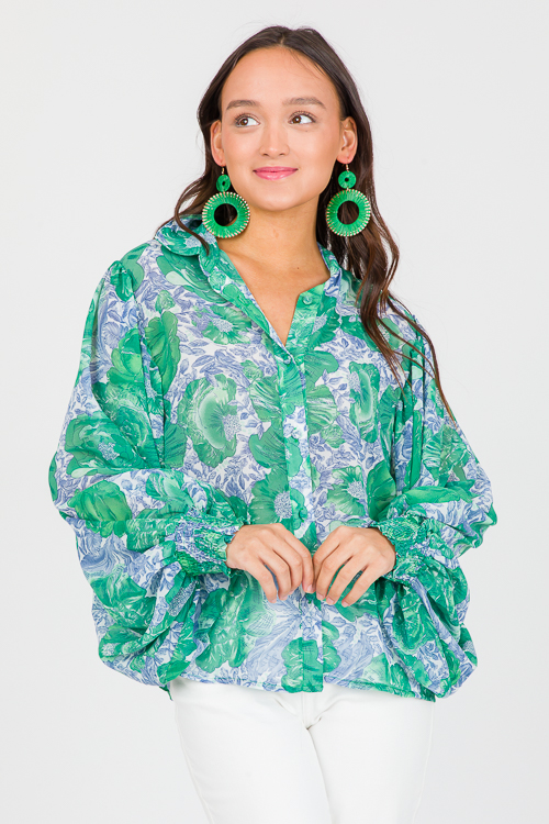 Buttoned Floral Blouse, Kelly G