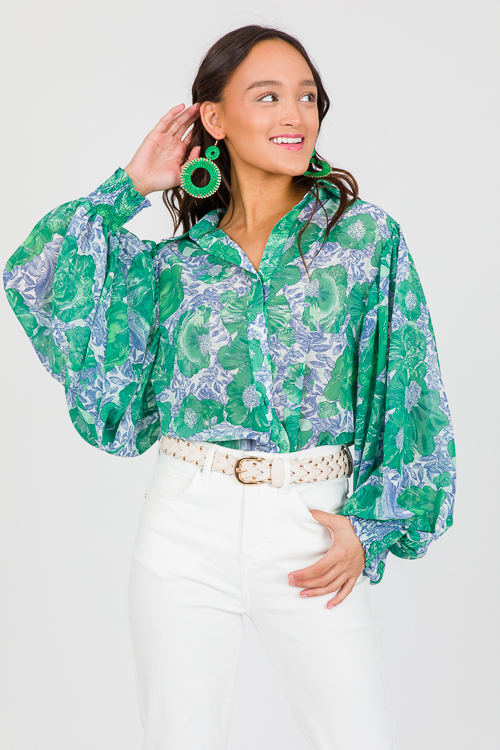Buttoned Floral Blouse, Kelly G