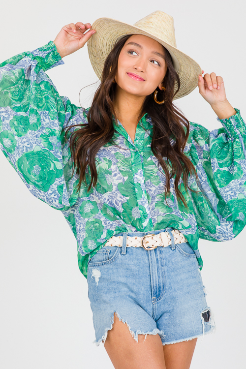 Buttoned Floral Blouse, Kelly G