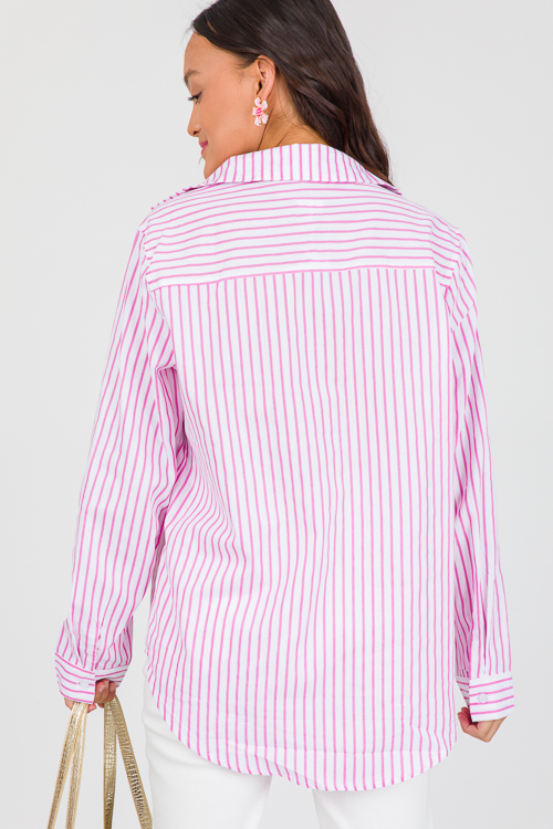 Irene Stripe Button Down, Pink
