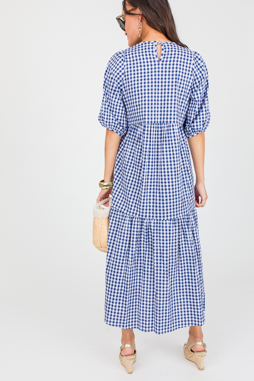 Gingham Plaid Midi, Navy