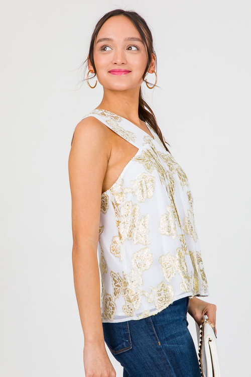 Golden Blooms Tank, White