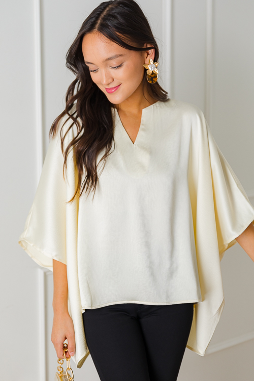 Dana Satin Blouse, Cream