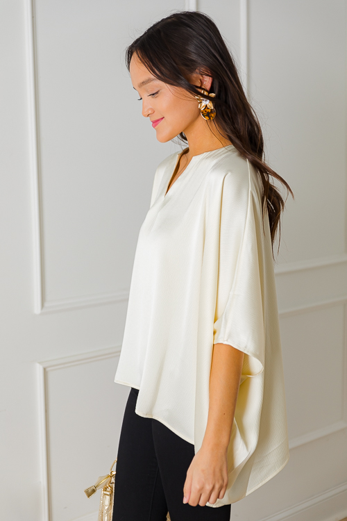 Dana Satin Blouse, Cream