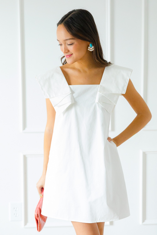 Paper Rings Dress, White - New Arrivals - The Blue Door Boutique