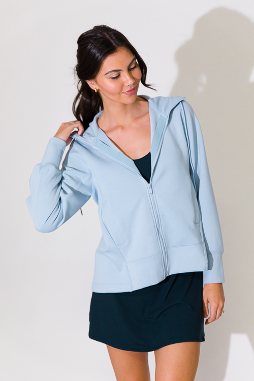 Rae Ponte Zip Jacket, Sky Blue