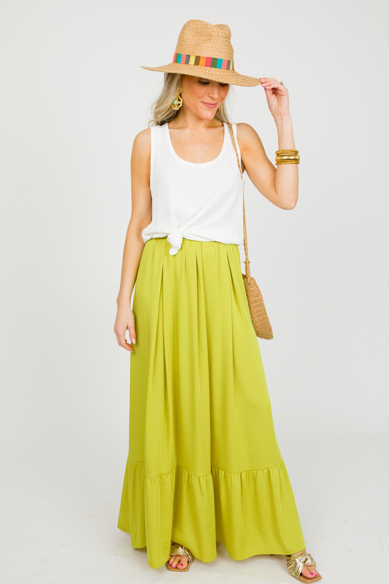 Silk Tiered Skirt, Chartreuse - 0326-130.jpg