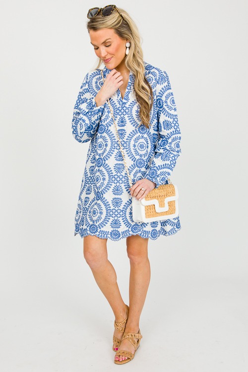 Embroidered Dress, Blue