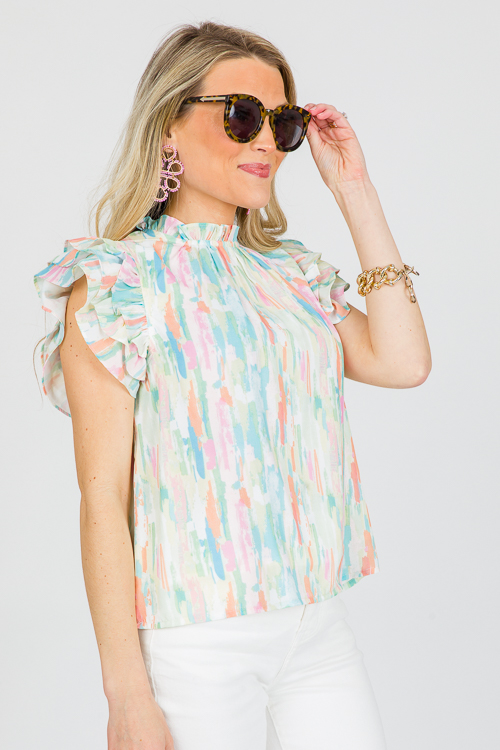 Pastel Ruffle Blouse, Pink Multi