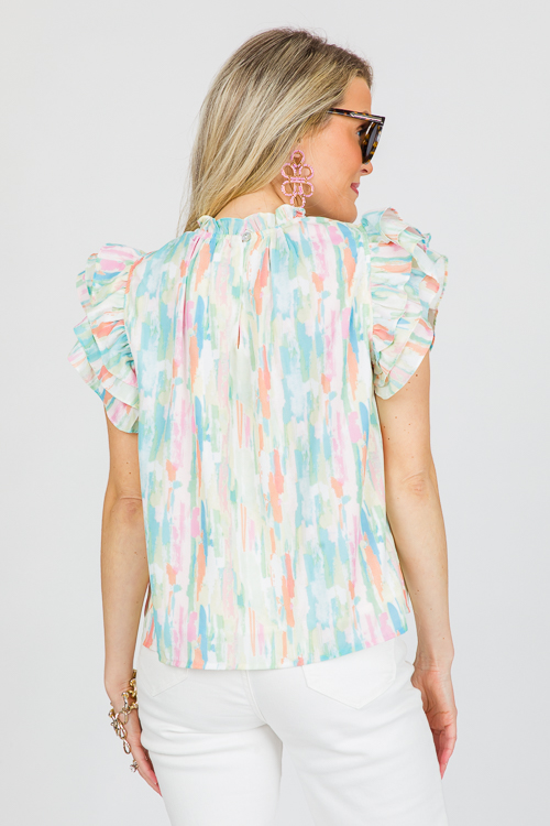 Pastel Ruffle Blouse, Pink Multi