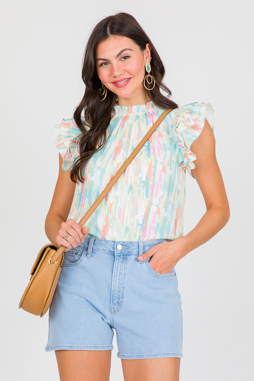 Pastel Ruffle Blouse, Pink Multi