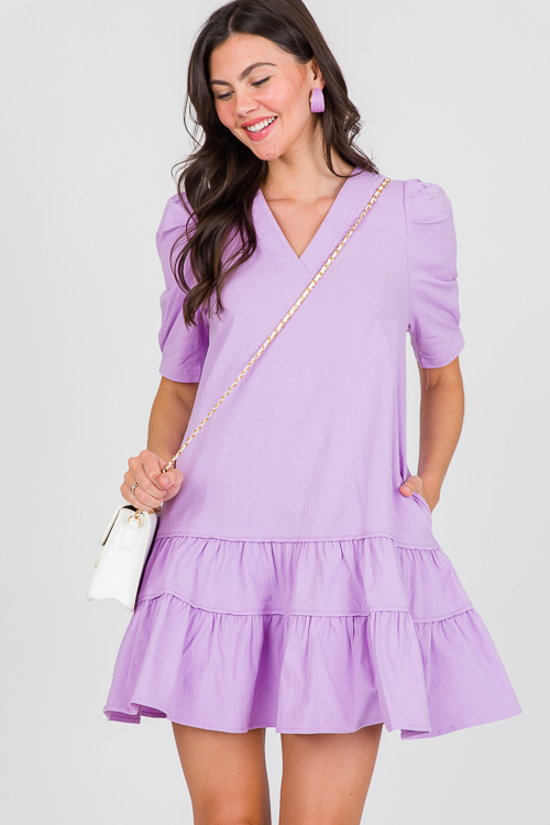 Tiered Hem Canvas Dress, Lavender