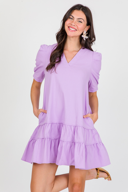 Tiered Hem Canvas Dress, Lavender