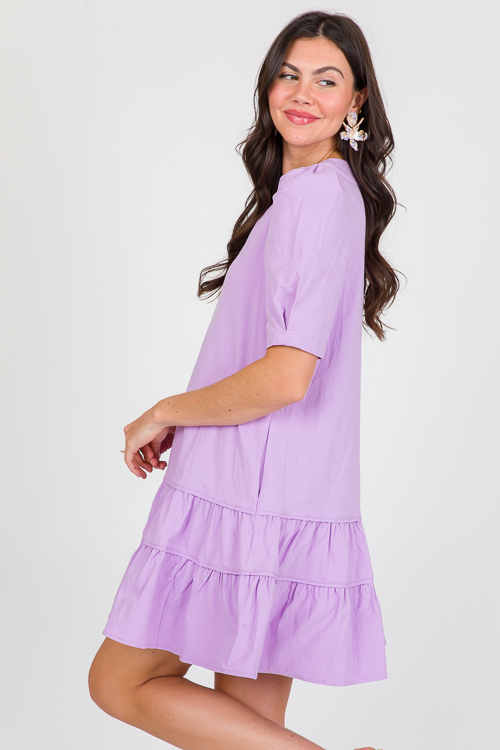 Tiered Hem Canvas Dress, Lavender