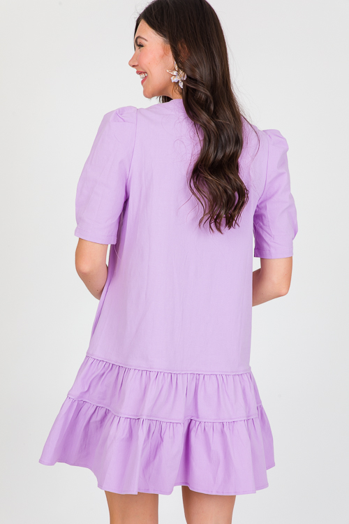 Tiered Hem Canvas Dress, Lavender