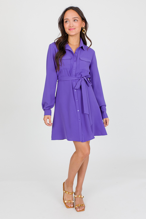 Violet Belted Shirt Dress