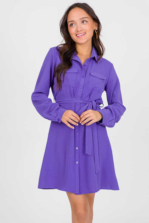 Violet Belted Shirt Dress