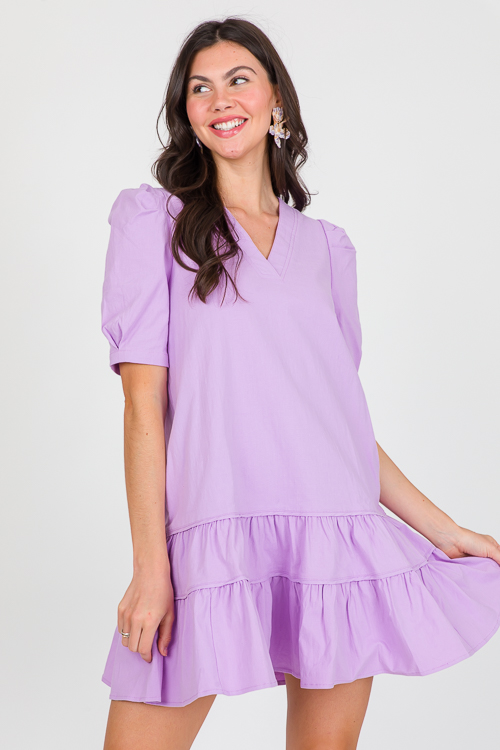 Tiered Hem Canvas Dress, Lavender