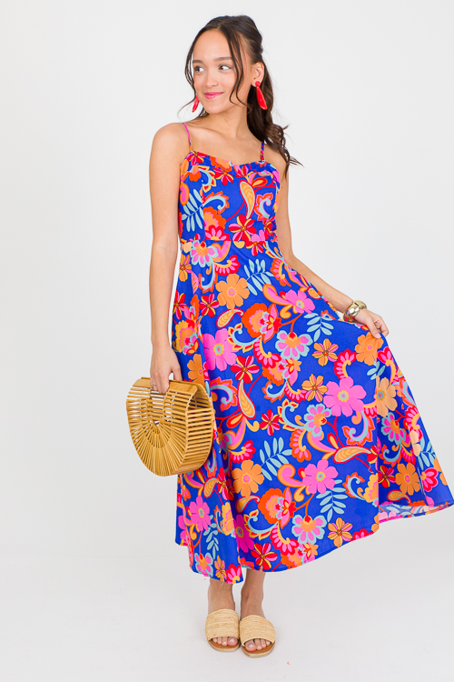 Floral Sweetheart Midi, Blue