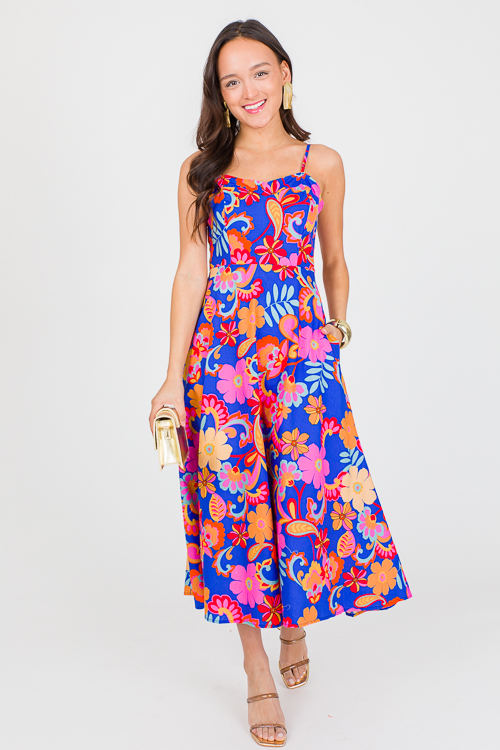 Floral Sweetheart Midi, Blue