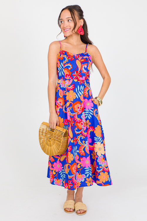 Floral Sweetheart Midi, Blue