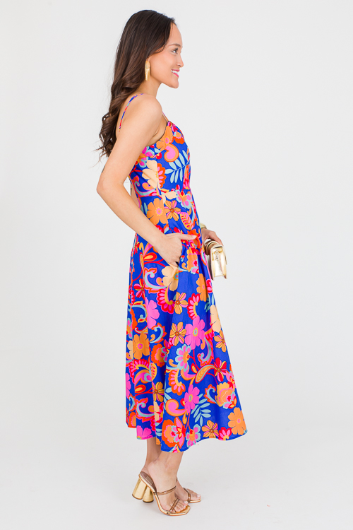 Floral Sweetheart Midi, Blue