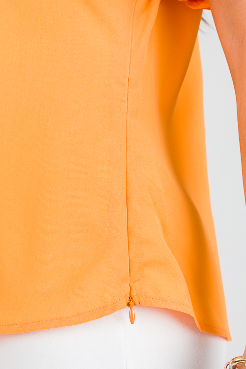 Textured Sleeve Top, Orange