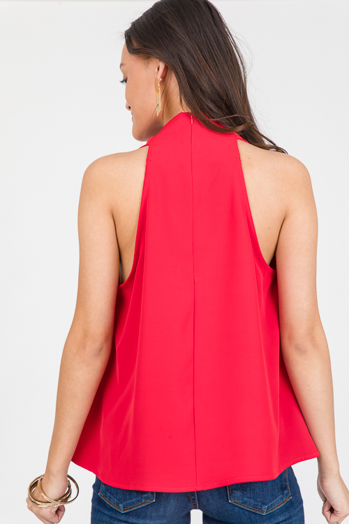 Raya Drape Neck Top, Red
