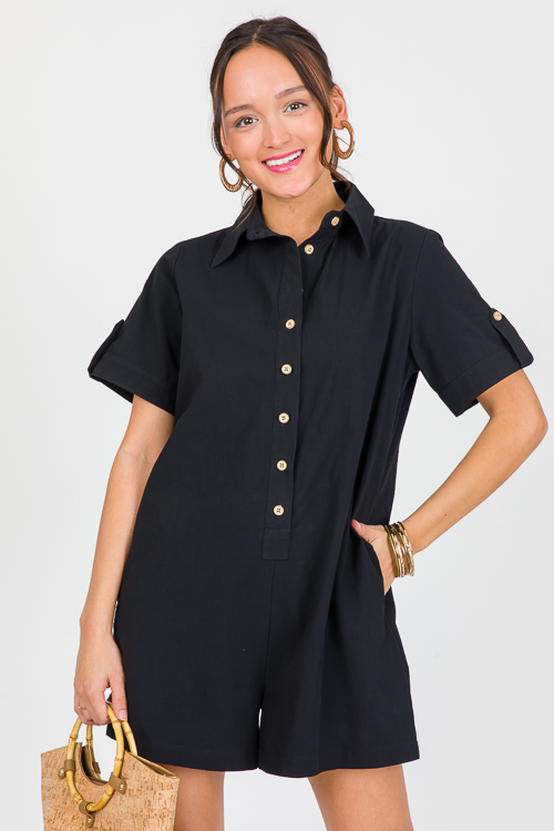 Back In Black Button Romper